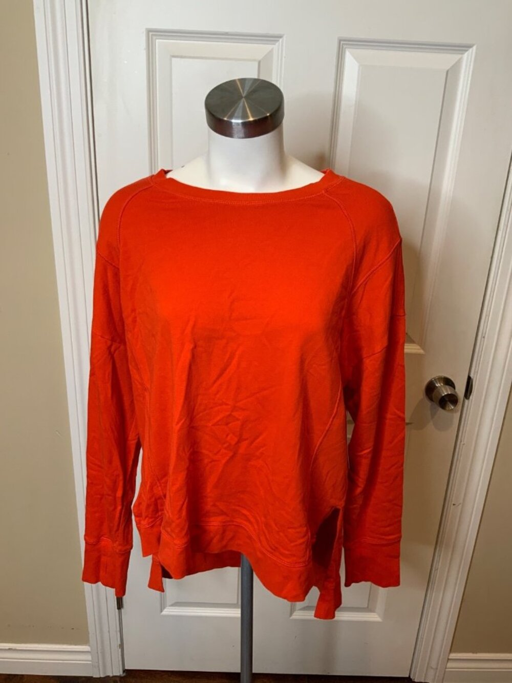 Sweaty Betty Orange Long-Sleeve Running Top W/ Split Hem, Size L